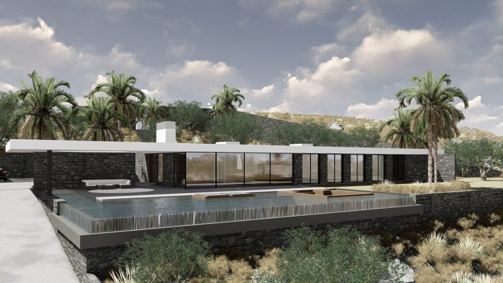 Νέα ισόγεια πετρόκτιστη κατοικία με τμήμα υπογείου και πισίνα στη Χερσόνησο