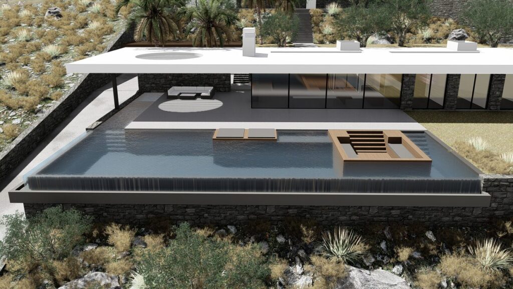 Νέα ισόγεια πετρόκτιστη κατοικία με τμήμα υπογείου και πισίνα στη Χερσόνησο