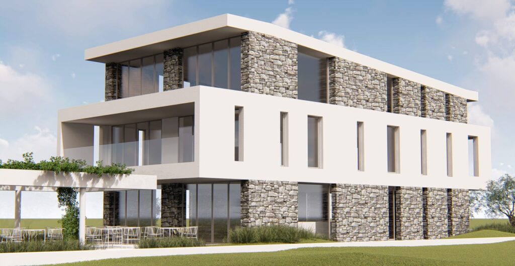 Διώροφη οικοδομή με σοφίτα με χρήση καταστημάτων και αποθηκευτικών χώρων στο Λιμάνι Χερσονήσου